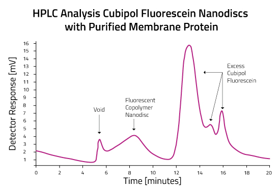 HPLC Analysis Cubipol Fluorescein Nanodiscs with Purified Membrane Protein.jpg
