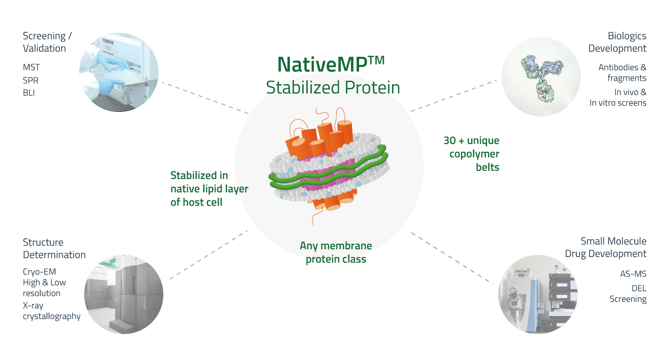 Applications for copolymer-stabiliued membrane proteins